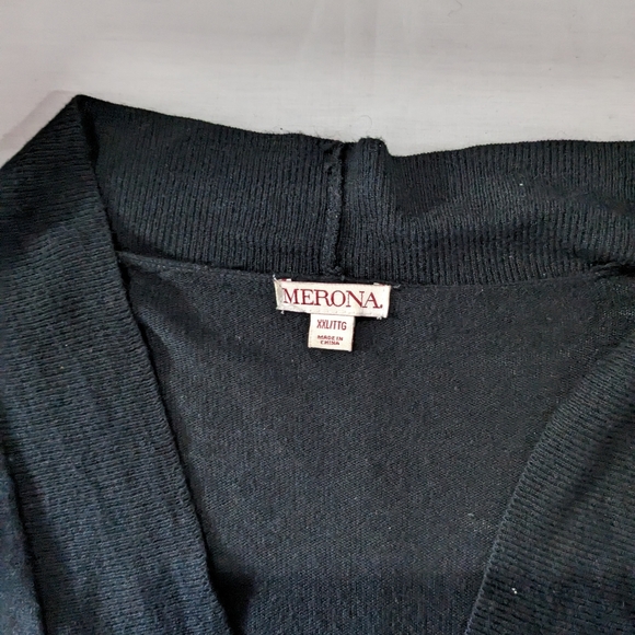 Merona open front tunic length cardigan sweater women's black size XXL cowl - Picture 7 of 7